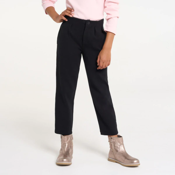 Girls' plain black trousers with darts