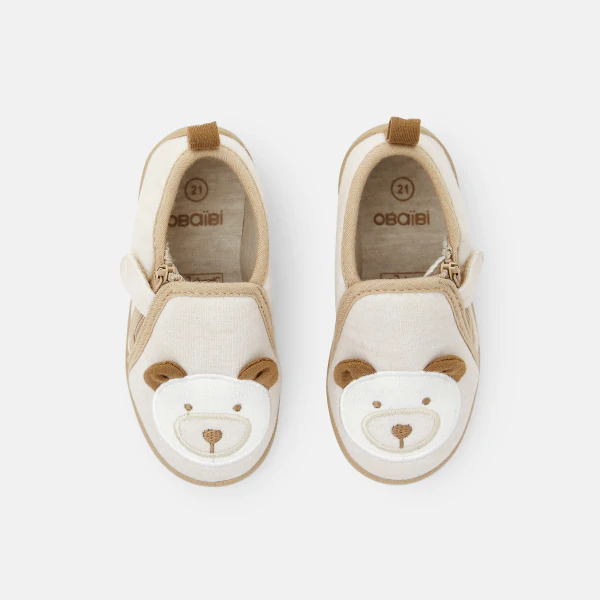 Baby girl's beige bear shoes