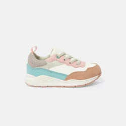 Girl's pink and beige running shoes