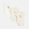 Baby's beige short-sleeve bodysuit (pack of 3)