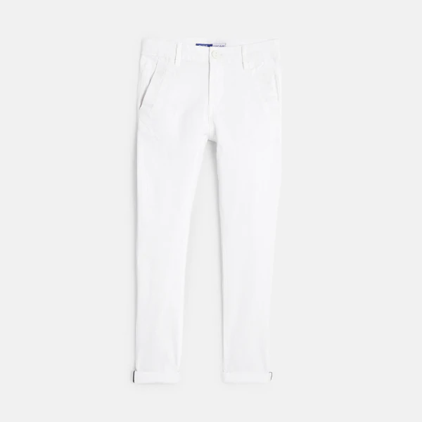 Boy's plain white cotton twill chinos