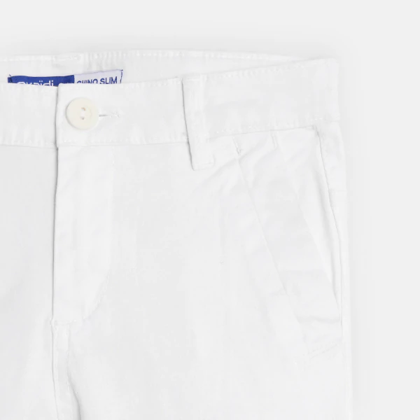 Boy's plain white cotton twill chinos