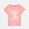 Girl's pink sequinned T-shirt with short sleeves