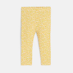 Baby girl's yellow textured floral print leggings