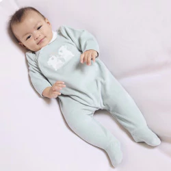 Unisex green panda velvet sleepsuit