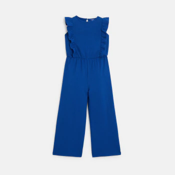 Girl's blue jersey trouser jumpsuit