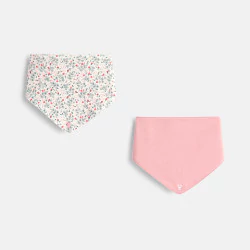 Baby girls' scarves plain pink and floral (pack of 2)