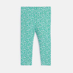 Baby girl's green textured floral print leggings