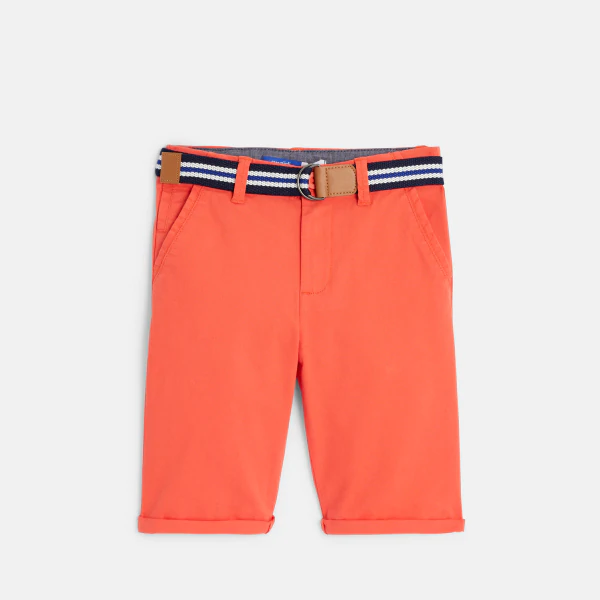 Boy's orange canvas Bermuda shorts + belt