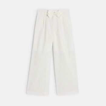 Girl's white high rise wide-leg trousers