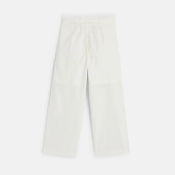 Girl's white high rise wide-leg trousers