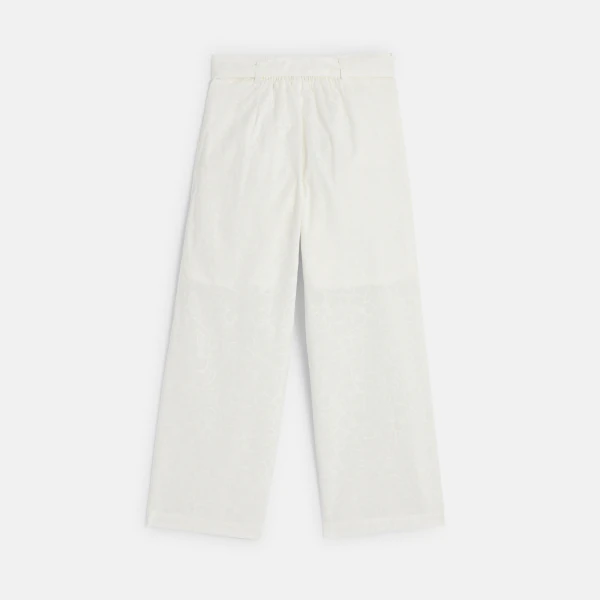 Girl's white high rise wide-leg trousers