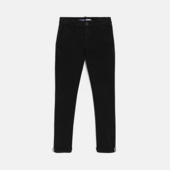 Boy's plain black cotton twill chinos