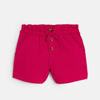 Girl's plain pink high-rise shorts