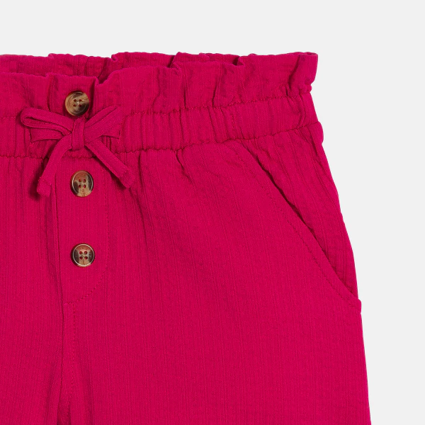 Girl's plain pink high-rise shorts