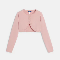 Girl's pink fine-knit bolero