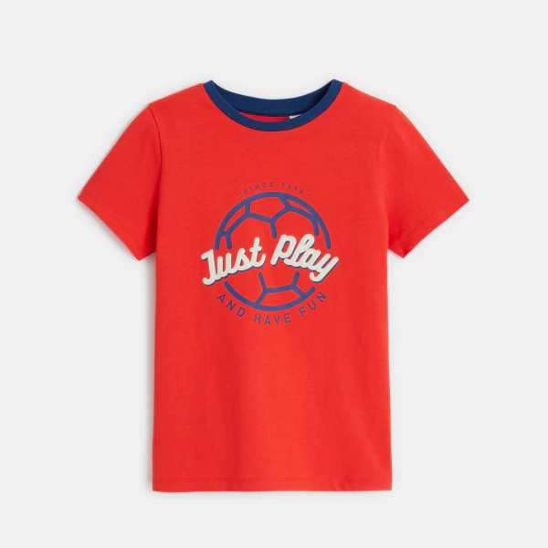 Boy's red short-sleeve T-shirt with balloon design