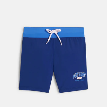 Boy's blue boxer-style swimming trunks