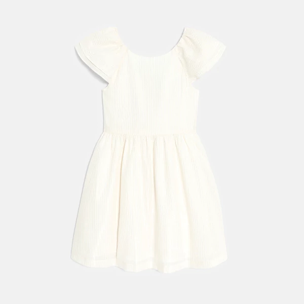 Girl's white striped flared dress