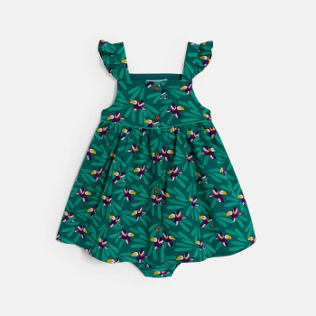 Baby girls' green graphic strappy dress and bloomers