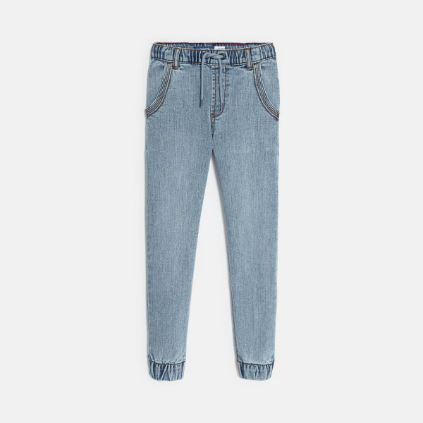 Boy's blue faded slim-fit jeans