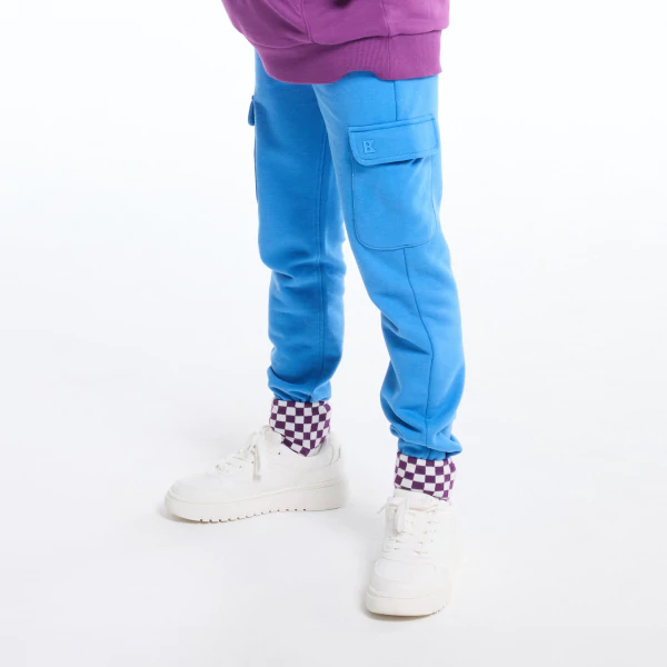 Boy's plain blue joggers with cargo pockets