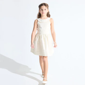 Girl's elegant golden beige sleeveless dress