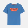 Boy's blue slogan T-shirt with short sleeves