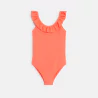 Girl's plain orange 1-piece swimming costume