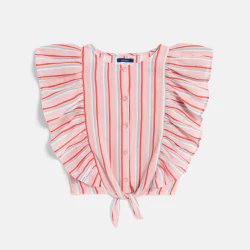 Girl's pink striped ruffle...