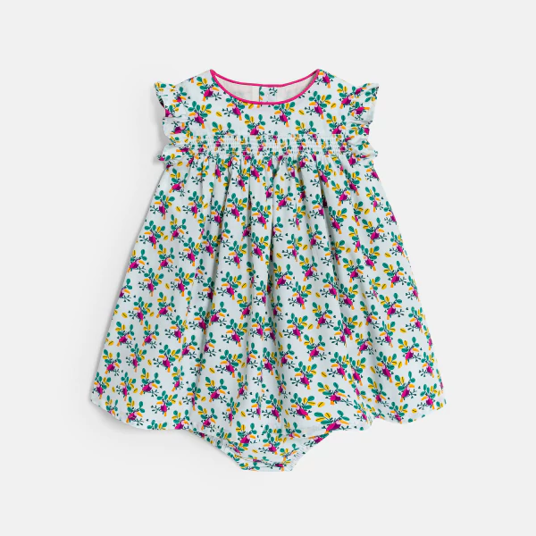 Baby girl's floral print smocked dress