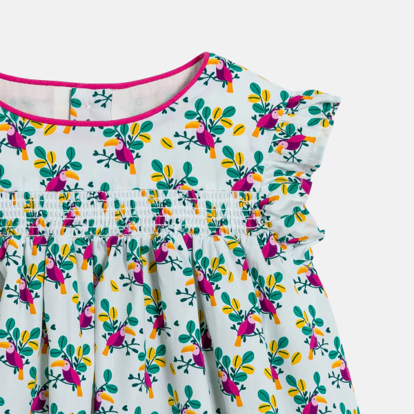 Baby girl's floral print smocked dress