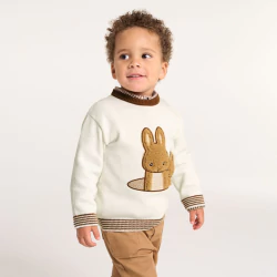 Baby boyu2019s beige rabbit knit sweater