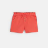 Baby girl's orange shorts in lightweight textured cotton