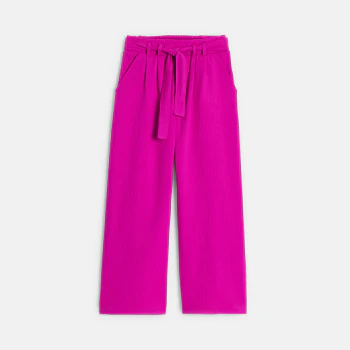 Girl's pink high rise wide-leg trousers