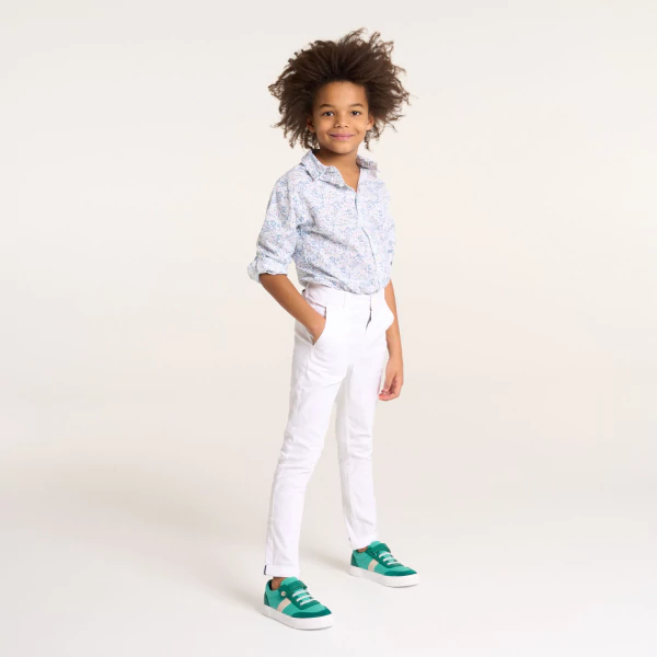 Boy's plain white cotton twill chinos