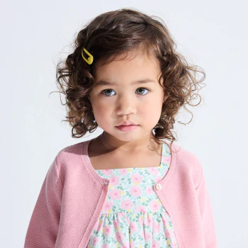 Baby girl's short pink knitted bolero cardigan