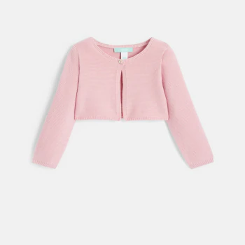 Baby girl's short pink knitted bolero cardigan