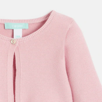 Baby girl's short pink knitted bolero cardigan