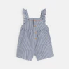 Baby girl's short blue seersucker dungarees