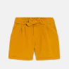 Girls' plain yellow belted shorts