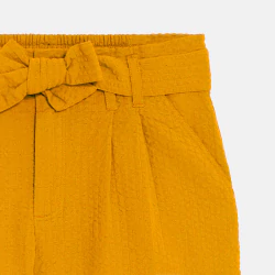 Girls' plain yellow belted...