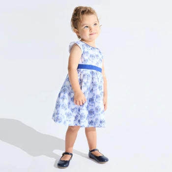 Baby girl's elegant blue floral dress