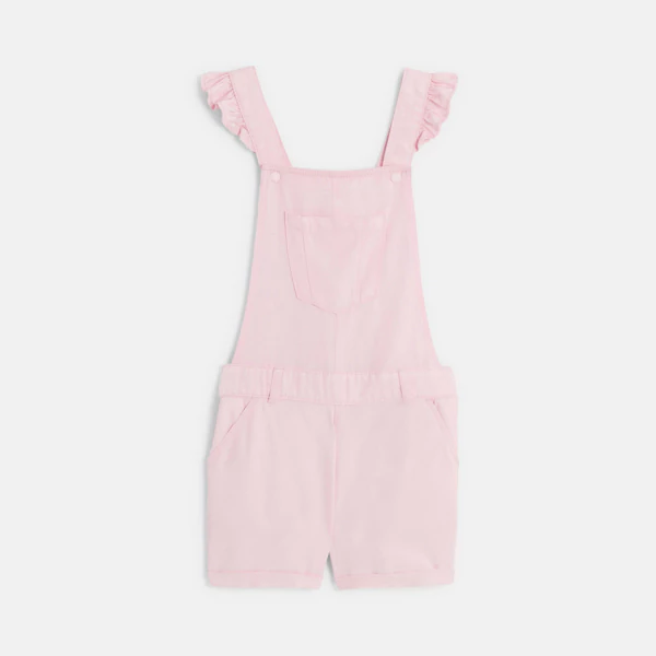 Girl's pink lyocell short overalls.