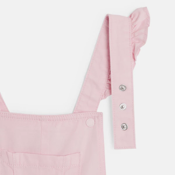 Girl's pink lyocell short overalls.