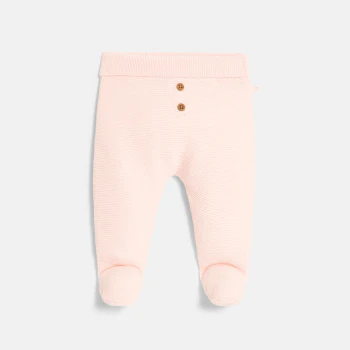 Newborn pink knitted fabric trousers with feet