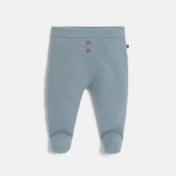 Newborn blue knitted fabric trousers with feet