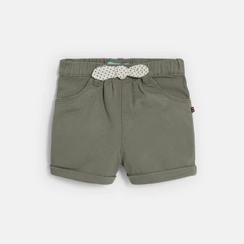 Baby girl's green textured shorts with bow