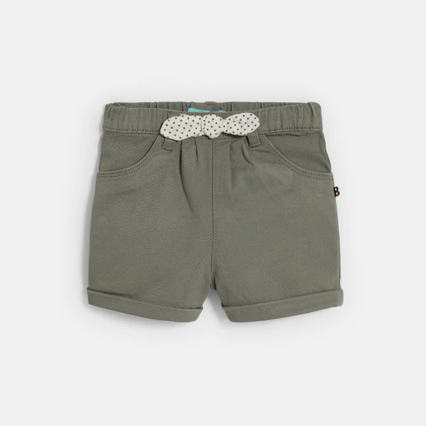 Baby girl's green textured shorts with bow