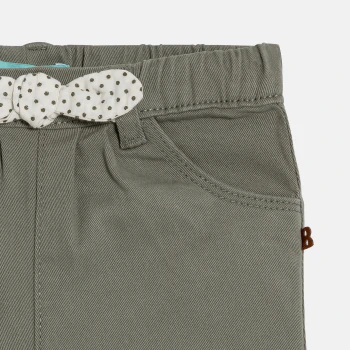 Baby girl's green textured shorts with bow